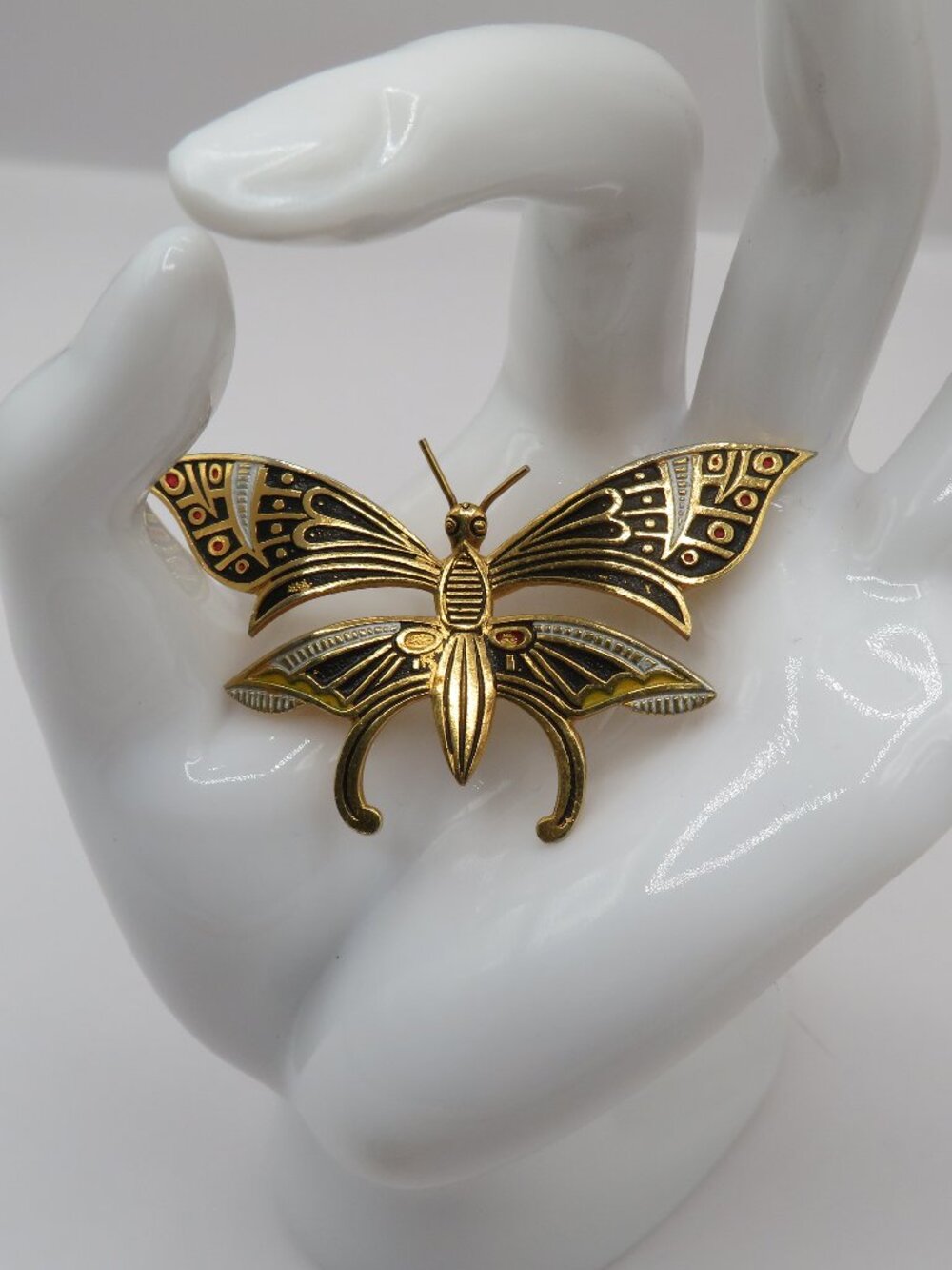 Vintage Damascene Butterfly Brooch